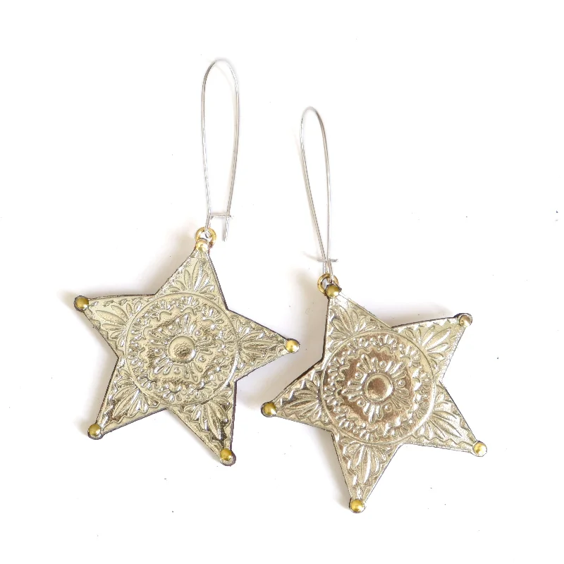 Custom birthstone earrings for meaningful gifts-CONCHO STAR . earrings