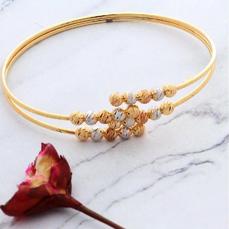 Elegant crystal bangles for a glamorous touch-Gold Stud Radiant Multi Layered 18KT - FKJBNG18K9209