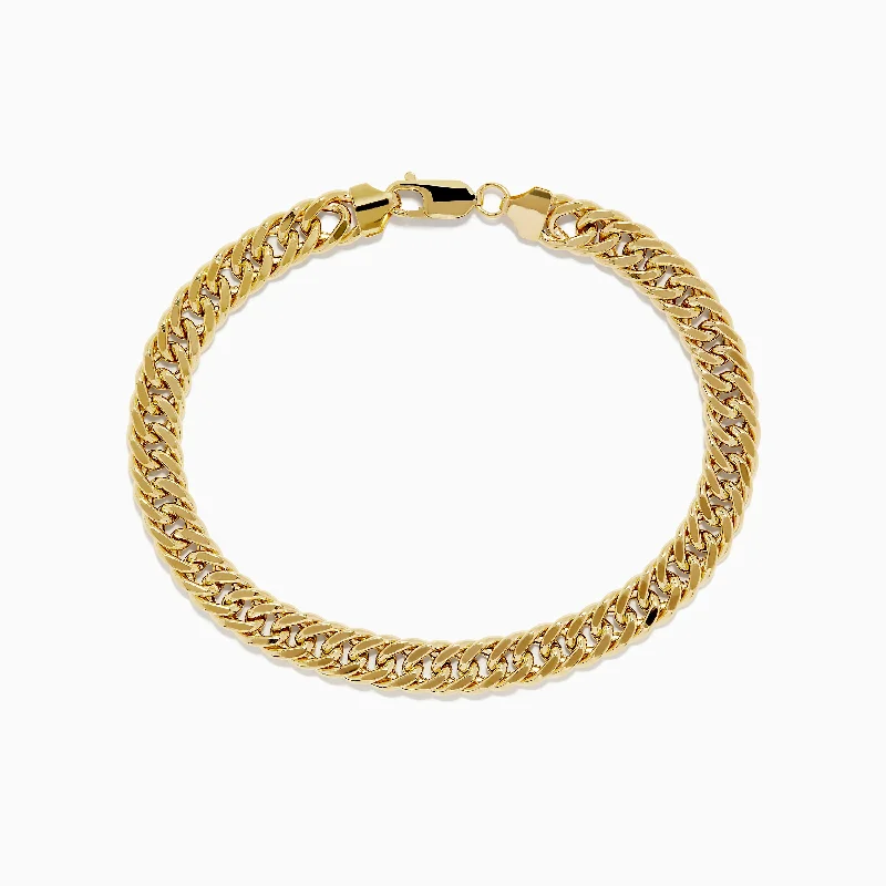 Elegant bangle bracelets for sophisticated style-14K Two-Tone Yellow and White Gold Reversible Curb Chain Link Bracelet 9"