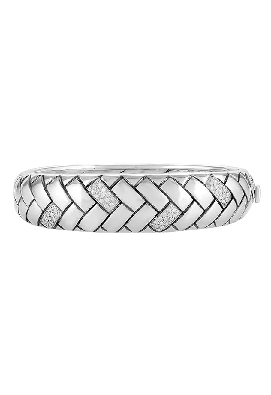 Crystal bracelets for a sparkling effect-925 Sterling Silver Diamond Accented Bangle, 0.35 TCW