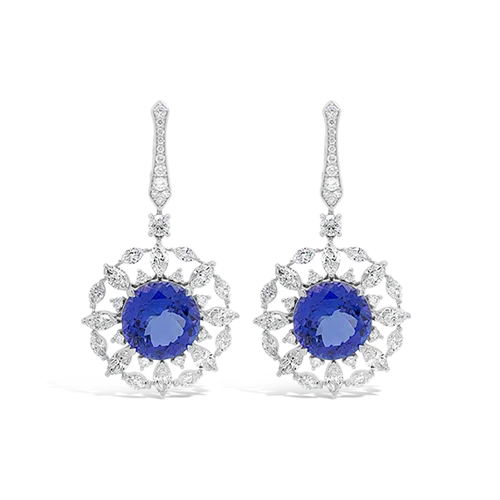 Crystal earrings with sparkling accents-Tanzanite & Diamond Dangle Earrings