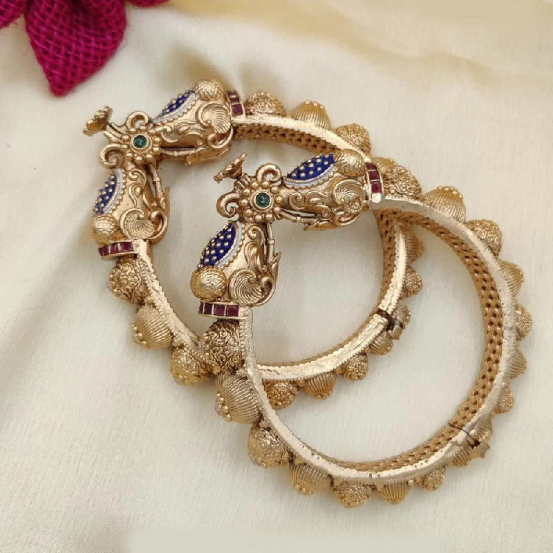 Crystal bangles for sparkling elegance-Jewel Addiction Copper Rajwadi Finish Openable Bangles Set