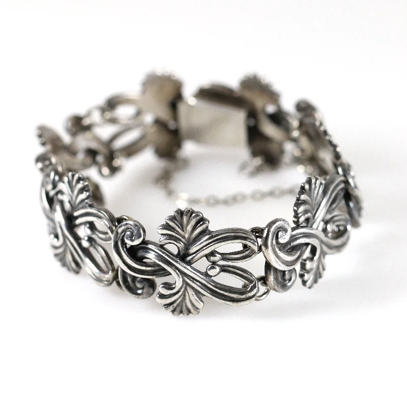 Simple gold bracelets for elegant simplicity-Vintage Margot de Taxco Silver Mexican Jewelry | Mid-Century Ornate Handcrafted Bracelet