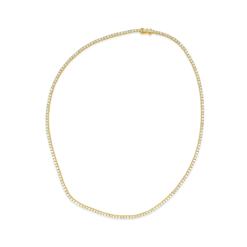 Choker necklaces with personalized designs-Diamond & Yellow Gold Tennis Necklace