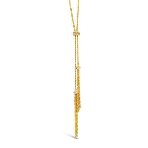 Bohemian necklaces with natural stones-Diamond Bolo Tassel Necklace