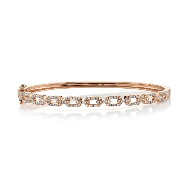 Elegant pearl bangles for sophisticated style-14K Rose Gold Diamond Link Bangle