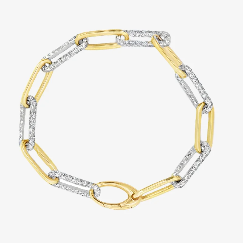 Nature-inspired bracelets for earthy fashion-Diamond & Gold Alternating Paperclip Bracelet