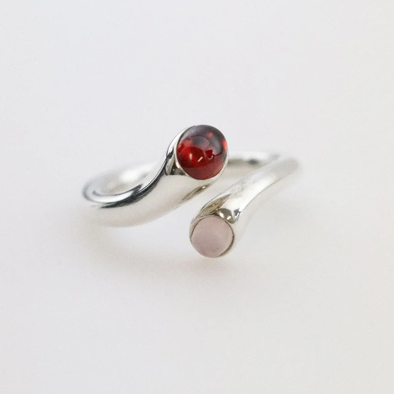 Luxury gold rings for upscale events-Vintage Georg Jensen Jewelry | Carnival Ring with Garnet and Quartz 263