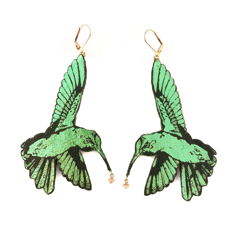 Personalized initial earrings for a custom touch-HUMMINGBIRD . earrings