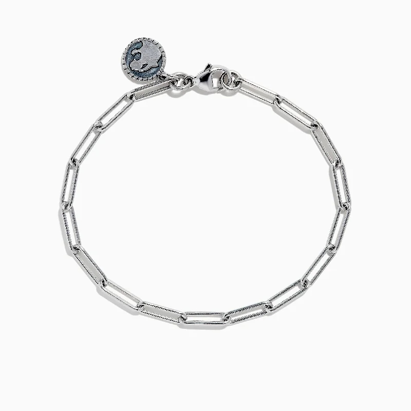 Luxury diamond bracelets for special occasions-925 Sterling Silver Paperclip Chain Bracelet