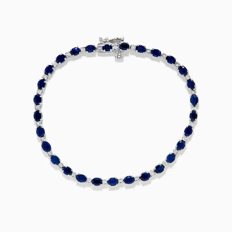 Personalized leather bracelets for custom style-925 Sterling Silver Blue Sapphire Tennis Bracelet