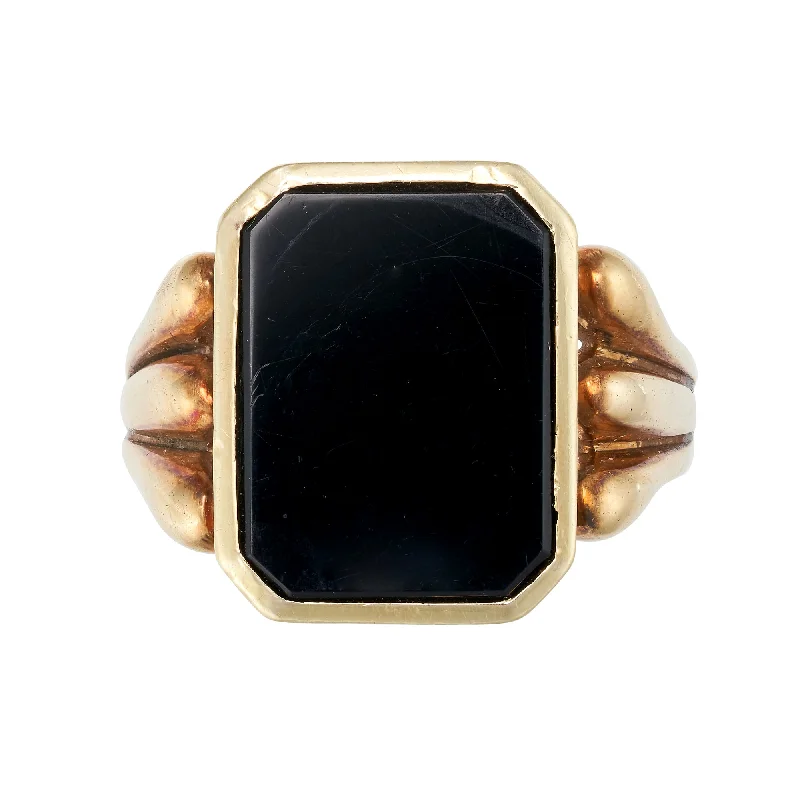 Luxury diamond rings for engagement and anniversaries-1950's Onyx Gents Signet Ring 14ct