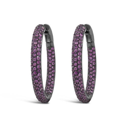 Fashion-forward statement earrings for every occasion-Pink Sapphire Hoop Earrings