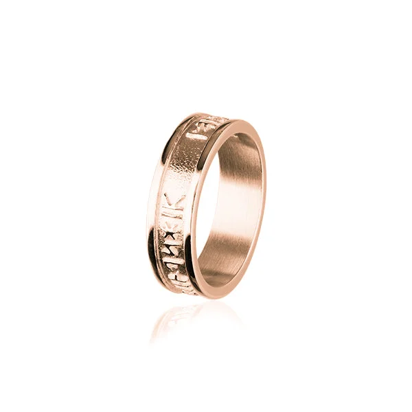 Personalized family rings for keepsake gifts-Runic Rose Gold Ring RR237