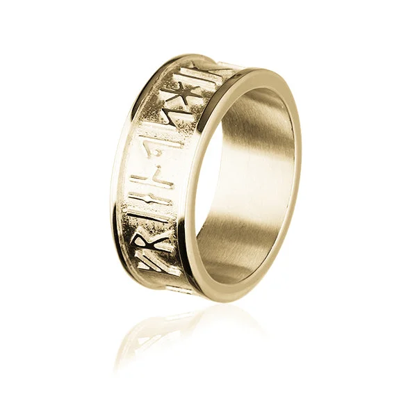 Adjustable sterling silver rings for custom fit-Runic Gold Ring GXXR236