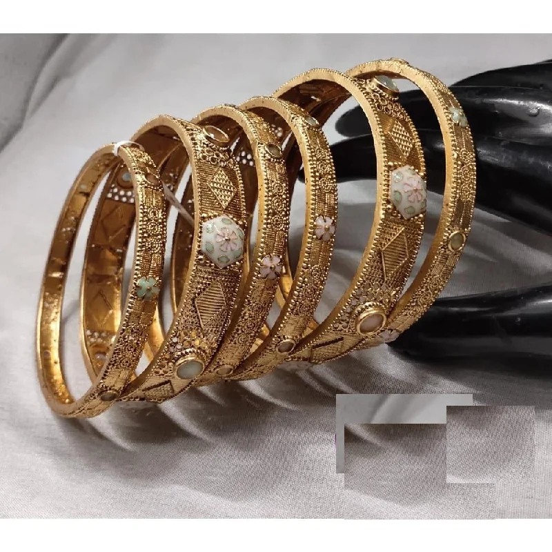 Trendy stacked bangles for a layered look-Akruti Collection Copper Gold Plated Bangle Set