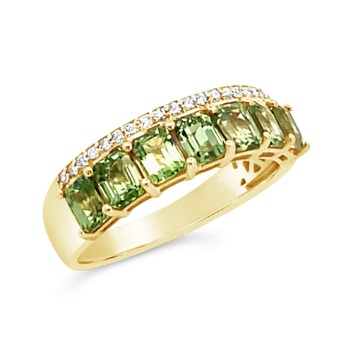 Stackable rings for trendy looks-Green Sapphire & Diamond Ring