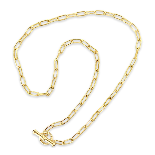 Handmade necklaces for one-of-a-kind designs-Twist & Plain Oval Link Gold Chain