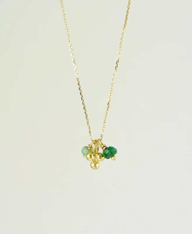 Fashionable pendant necklaces for women-Delicate Granulation Necklace with Emerald