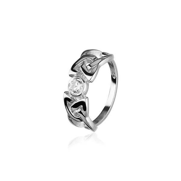 Elegant gemstone rings for formal events-Celtic Silver Ring CR154