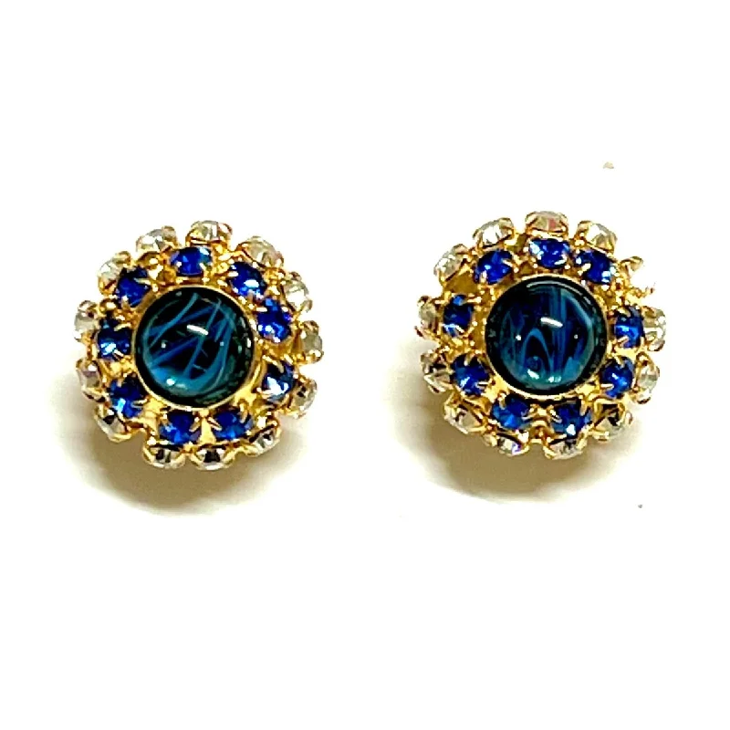 Statement earrings for evening parties-Moans Couture - Cabochon Button Earrings