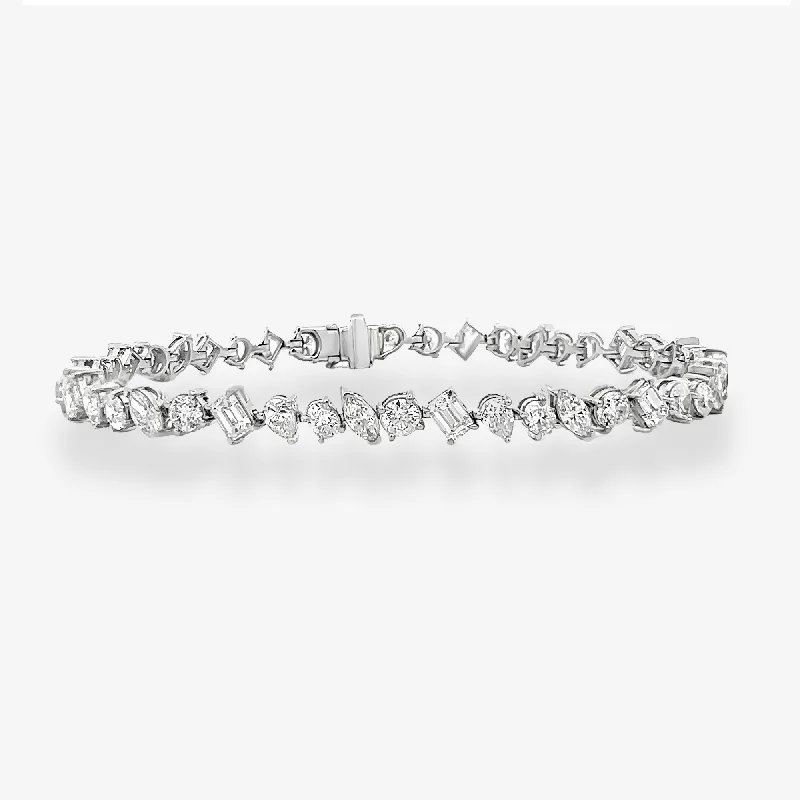 Trendy stacking bracelets for layered fashion-7.70CT Mixed Shape Diamond Tennis Bracelet