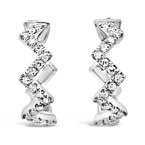 Elegant chandelier earrings for special events-Diamond Zig Zag Earrings