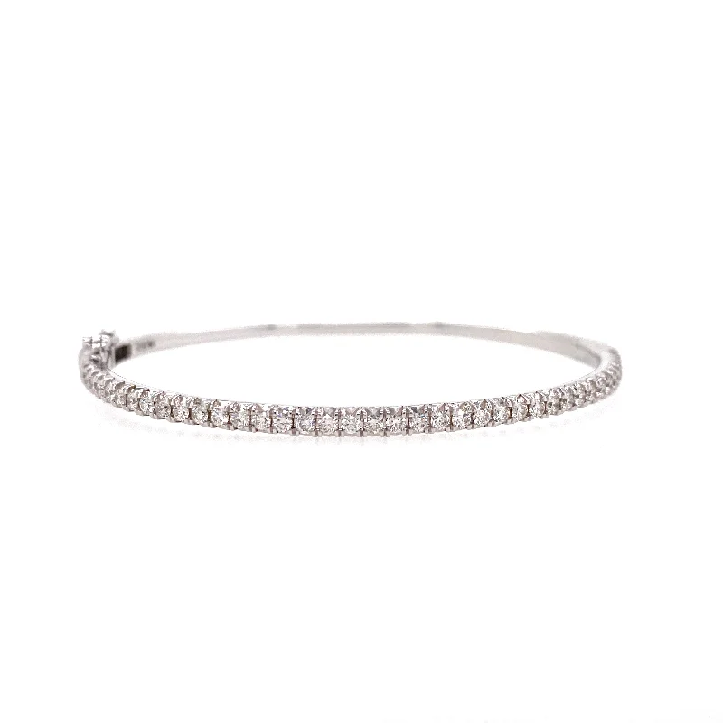 Multi-tone bangles for mixed metal fashion-14K White Gold Diamond Bangle