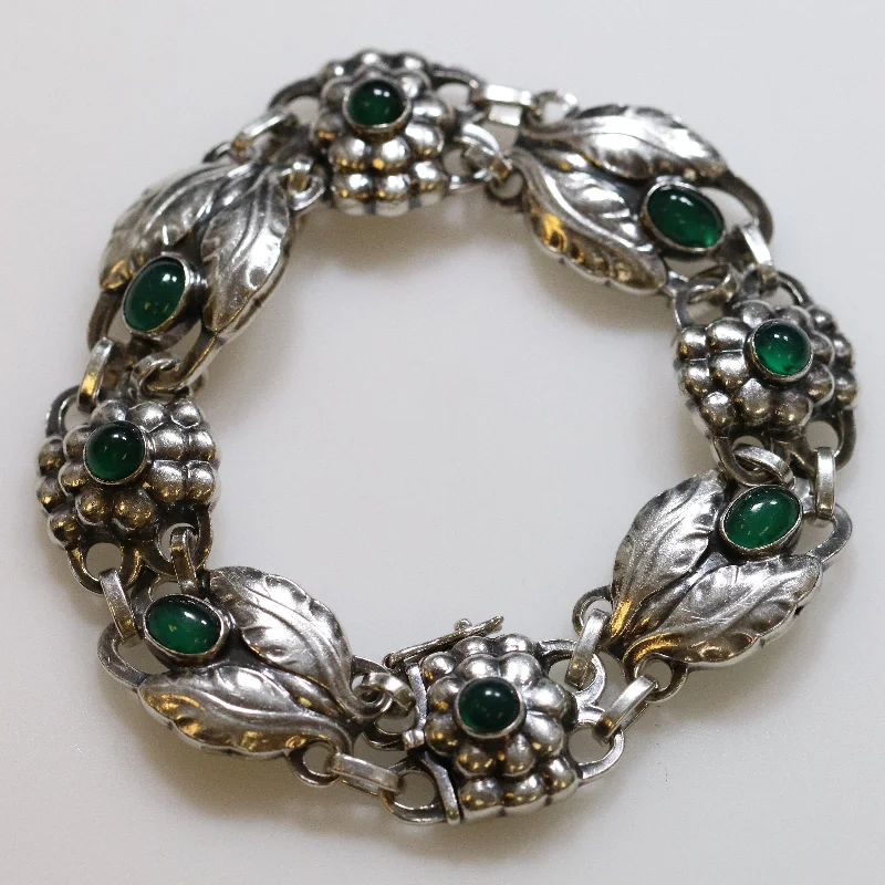 Luxury diamond bracelets for special occasions-Vintage Georg Jensen Jewelry | Green Agate Bracelet 3 Denmark