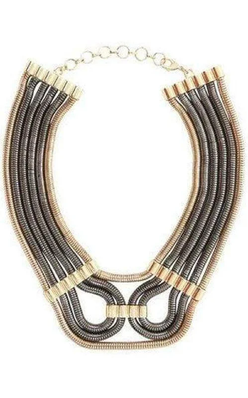 Modern geometric necklaces for creative fashion-Two-Tone Chain Statement Necklace