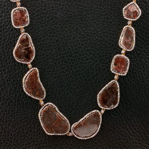 Unique tribal necklaces for bold fashion statements-Brown Diamond Slice Necklace