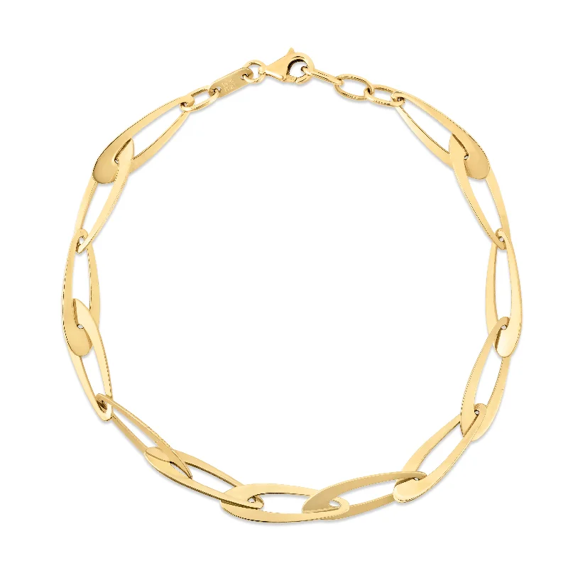 Diamond-studded bracelets for a luxurious touch-14K Gold Italian Oval Links Chain