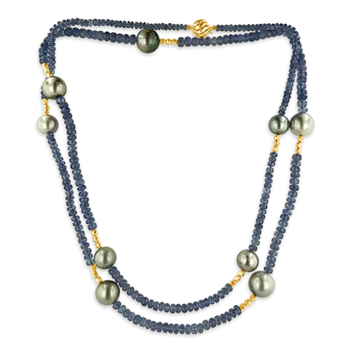 Classic gold chain necklaces for timeless beauty-Tahitian Pearl & Tanzanite Necklace