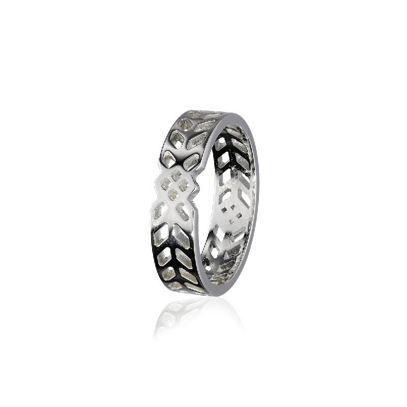 Diamond eternity bands for everlasting elegance-Frank Lloyd Wright Silver Ring R178