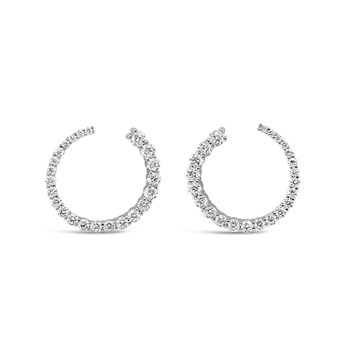 Statement earrings for bold fashion statements-Open Circle Diamond Earrings