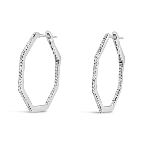 High-fashion earrings for red carpet events-Diamond Octagon Hoop Earrings