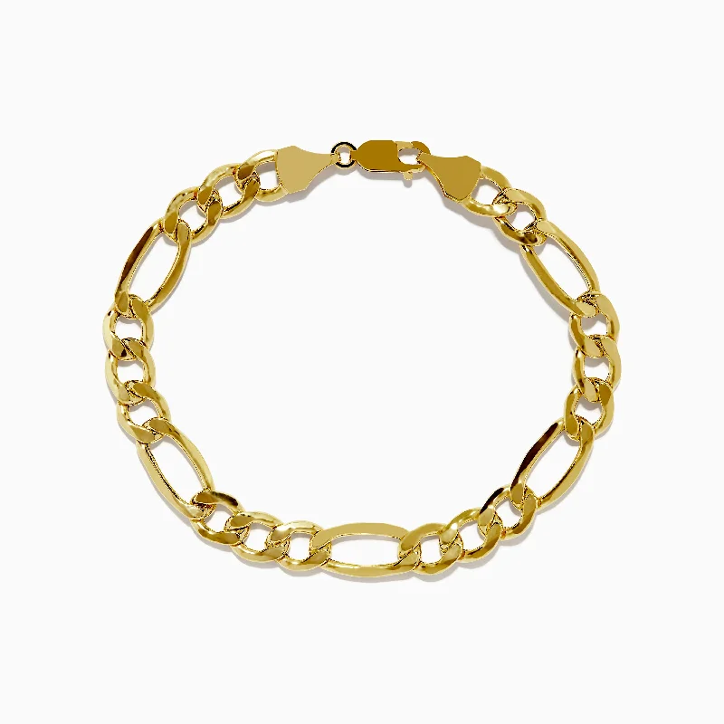 Adjustable bangle bracelets for versatile wear-Men's 14K Yellow Gold Figaro Chain Link Bracelet 9"