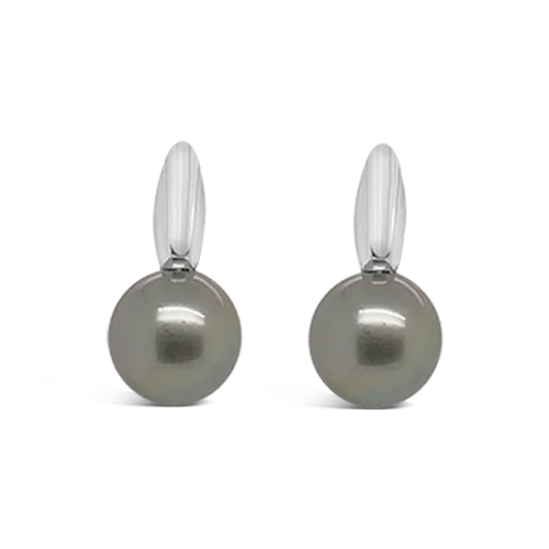 Silver earrings with contemporary designs-Tahitian Pearl Earrings