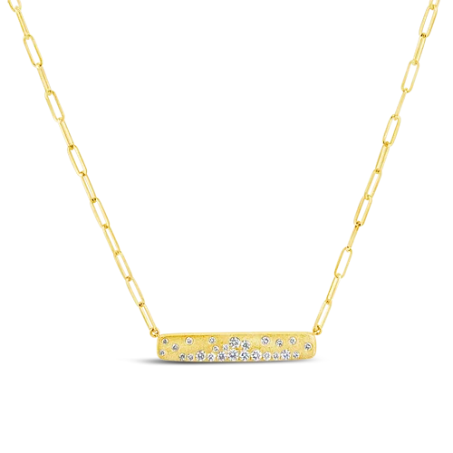 Delicate gold necklaces for sophisticated looks-Diamond Bar Necklace