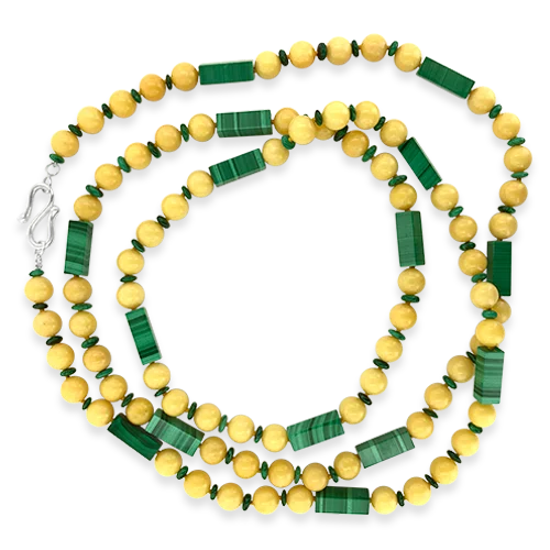 Choker necklaces with personalized designs-Honey Calcite & Malachite Necklace